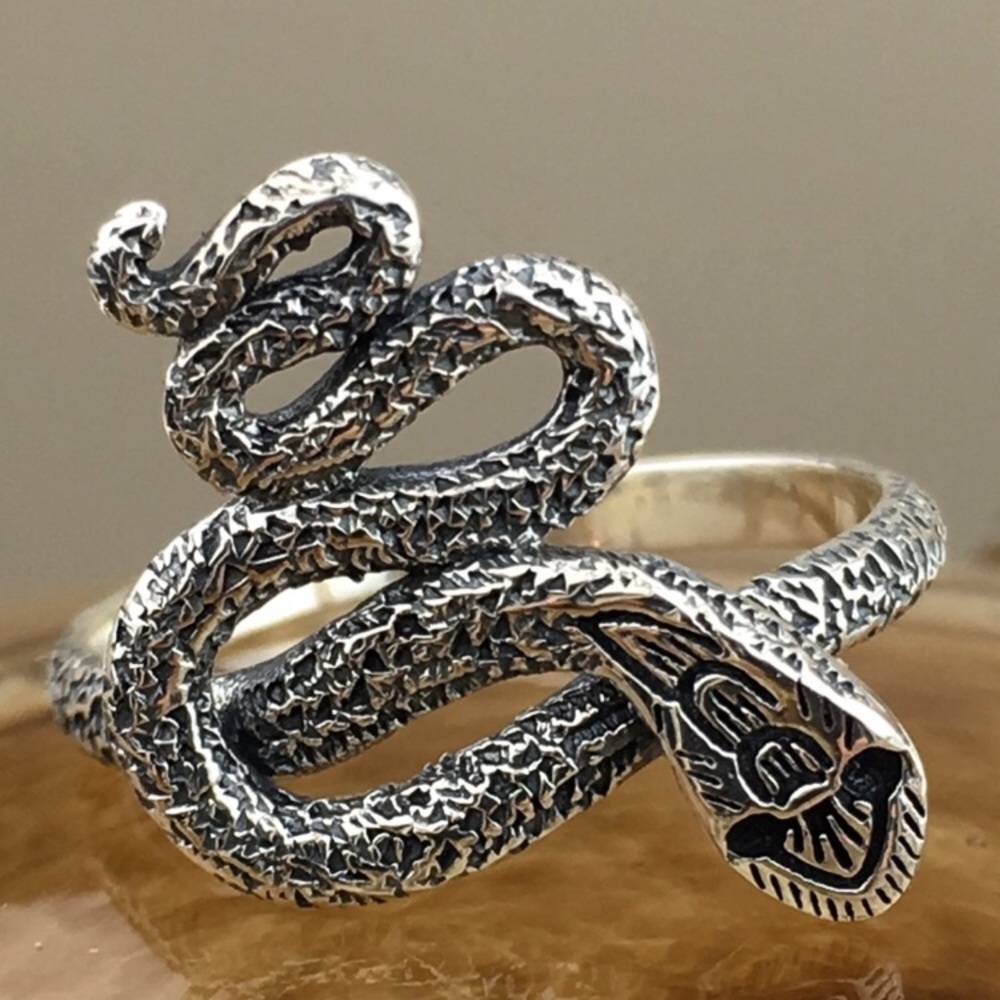 925 Silver Snake Ring Bali Oxidized Sterling NEW